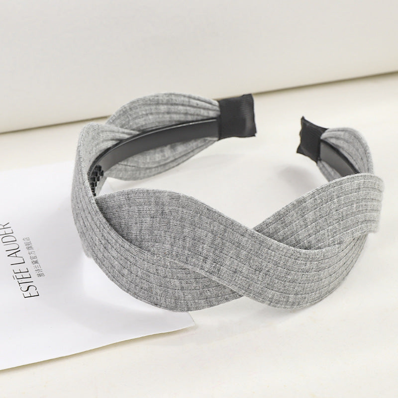 Fabric striped cross-knotted wide-brim hair accessory