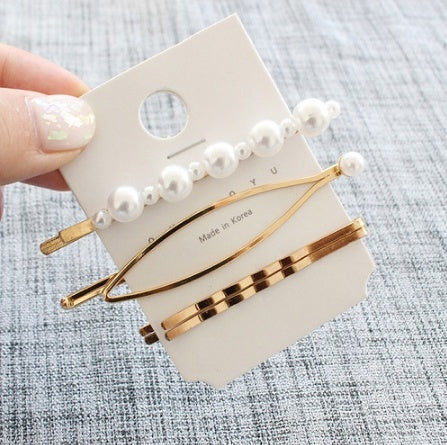 Metal pearl hairpin combination
