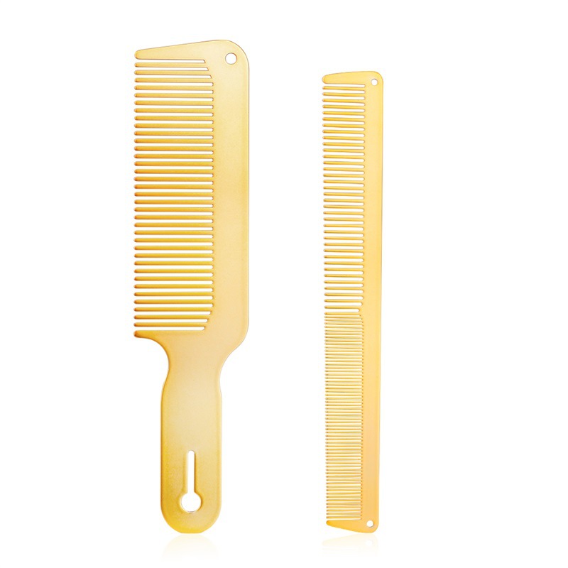 Hair Salon Haircut Flat Head Men's Oil Gold Ultra-thin Hairdressing Double-sided Steel Comb