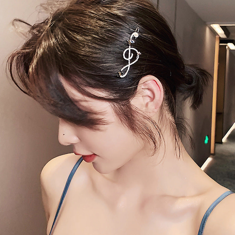 Diamond Pearl Musical Note Butterfly Hairpin