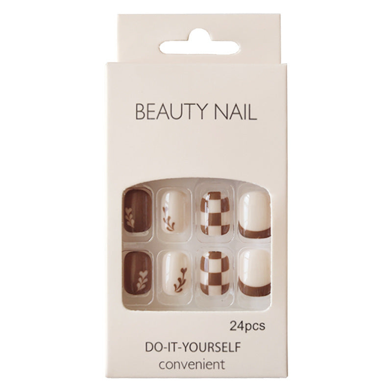 Beauty Nails Kurixiang Latte Pull Wearing Nail Nail Patch Nail Patch