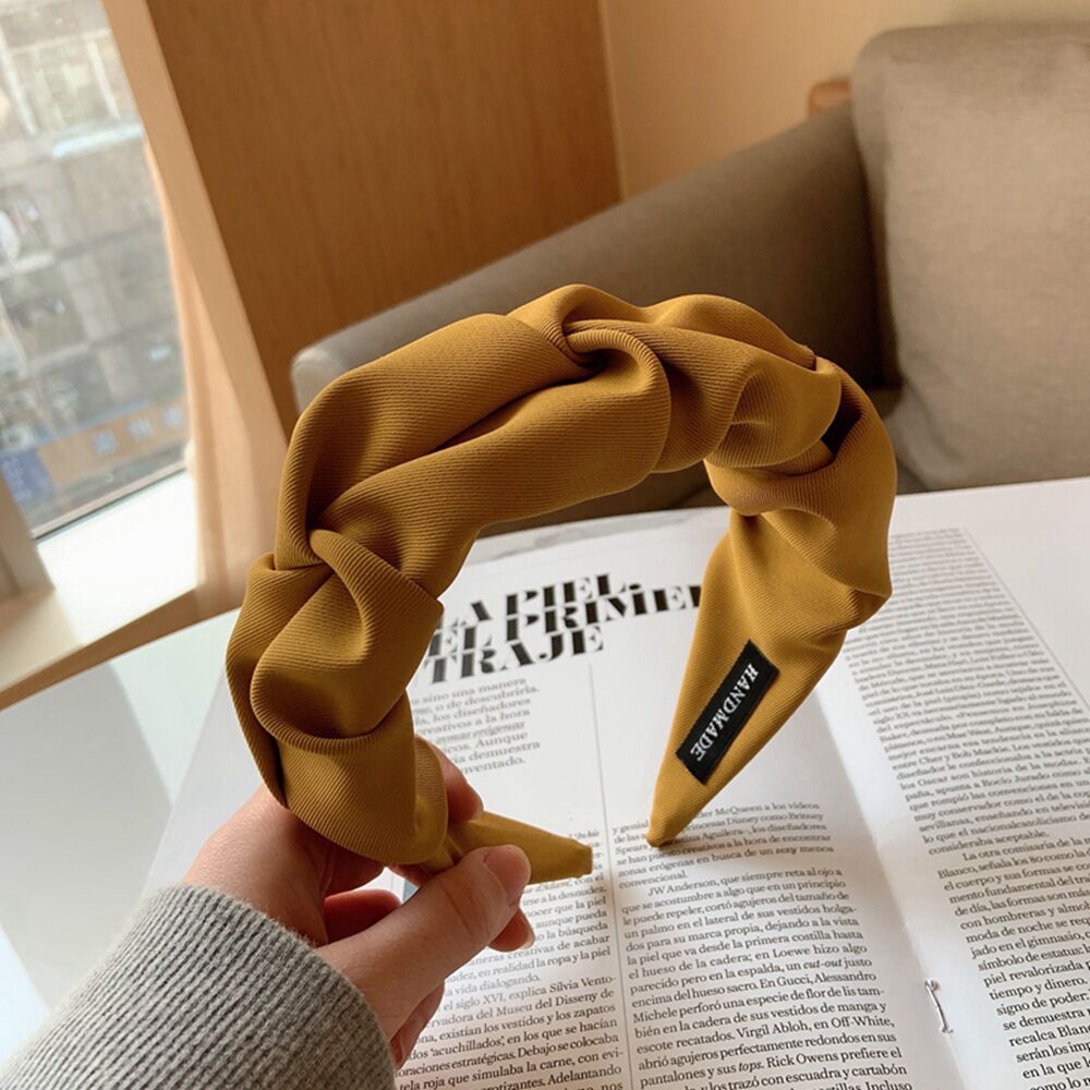 Women's Temperament Pleated Wide Brim Solid Color Headband