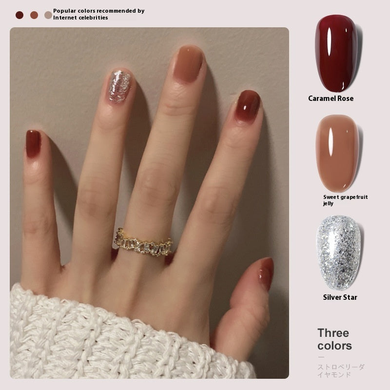 Annies Ennis Women's Three-color New Ice Jelly Nude Color Gel Nail Polish Suit