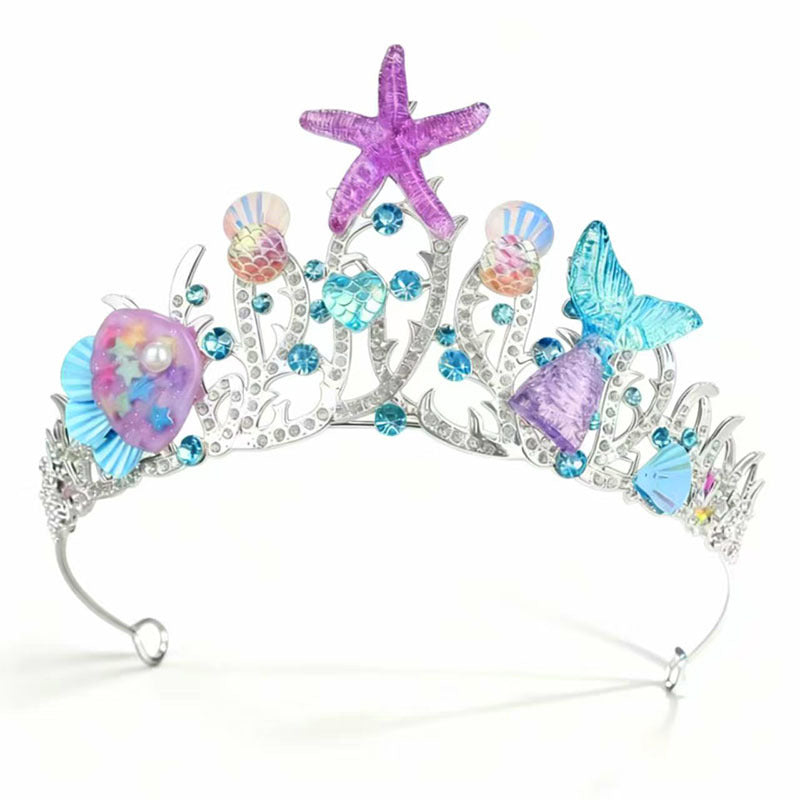 Handmade Starfish Crown With Fish Tail And Shells For Kids Headwear