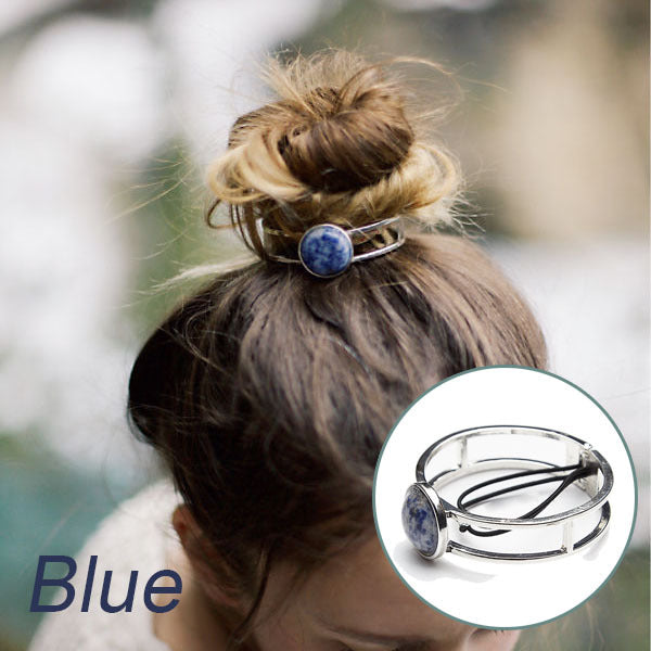 Patterned Hollow Round Turquoise Hairpin
