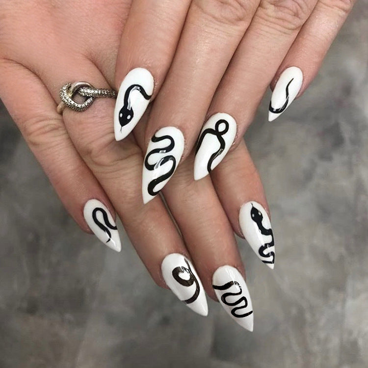 Dark Snake Flame Fake Nail Tip