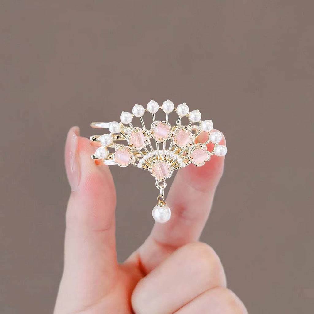 Elegant Pearl Antique Style Fan Hair Clip