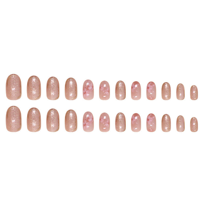 W1739 Short Oval Nail Polish Flower