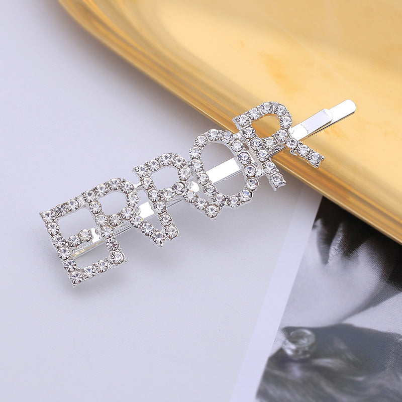 Letter Side Clip Bangs Rhinestone