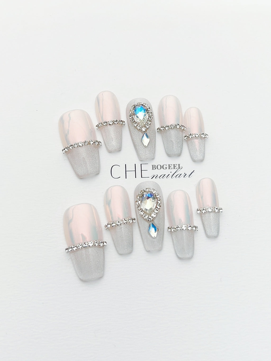 Chebogeel Aurora Cherry Blossom Spring And Summer French Blush Gradient Cat Eye Simple White High-grade Handmade Manicure Wear Gentle
