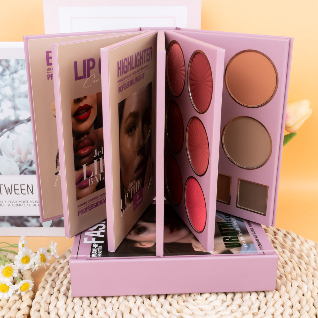 UrAtm 67 Colors Makeup Palette Five-layer Book Turning Eye Shadow Plate Blush