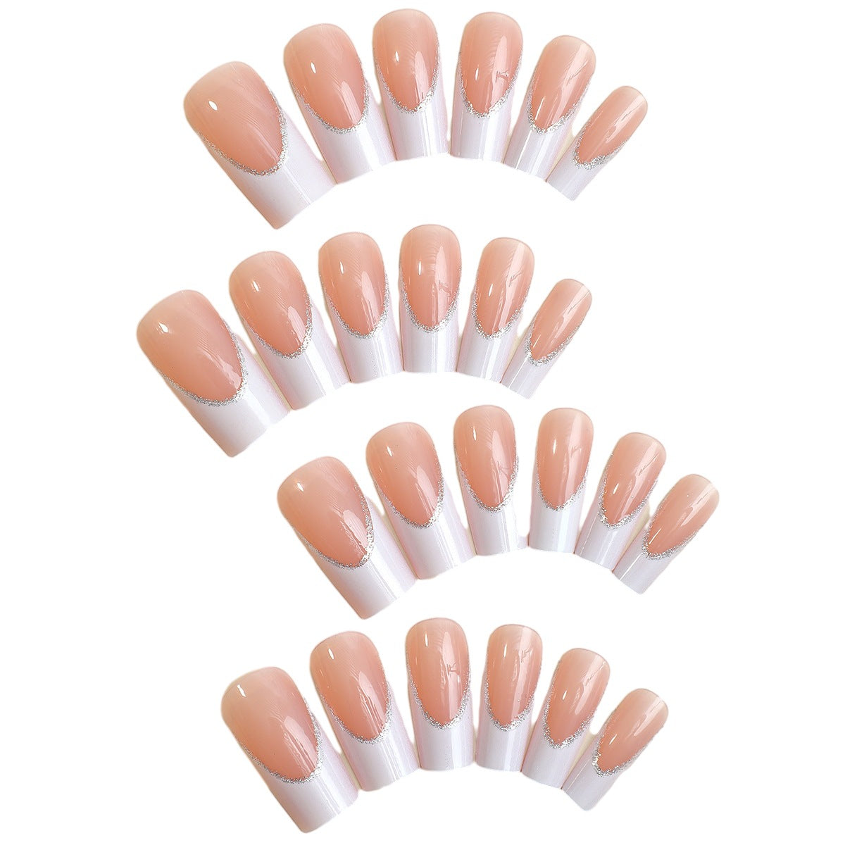 Popular Ready-made Rectangular French-style Wearable Nail Art