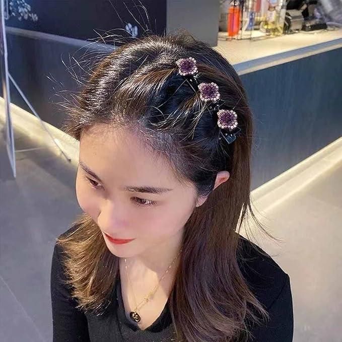 Crystal Stone Braided Hair Clips Pack of 4