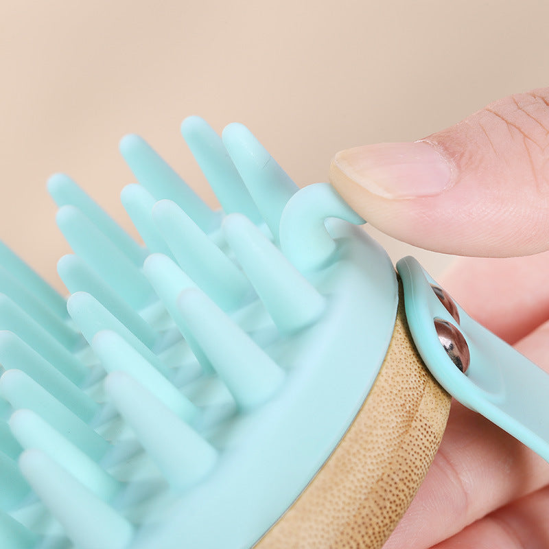 Environmentally Friendly Food Grade Silicone Bamboo Wood Shampoo Brush