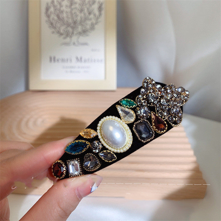 Vintage Baroque Pearl Color Velvet Drop Hair Clip