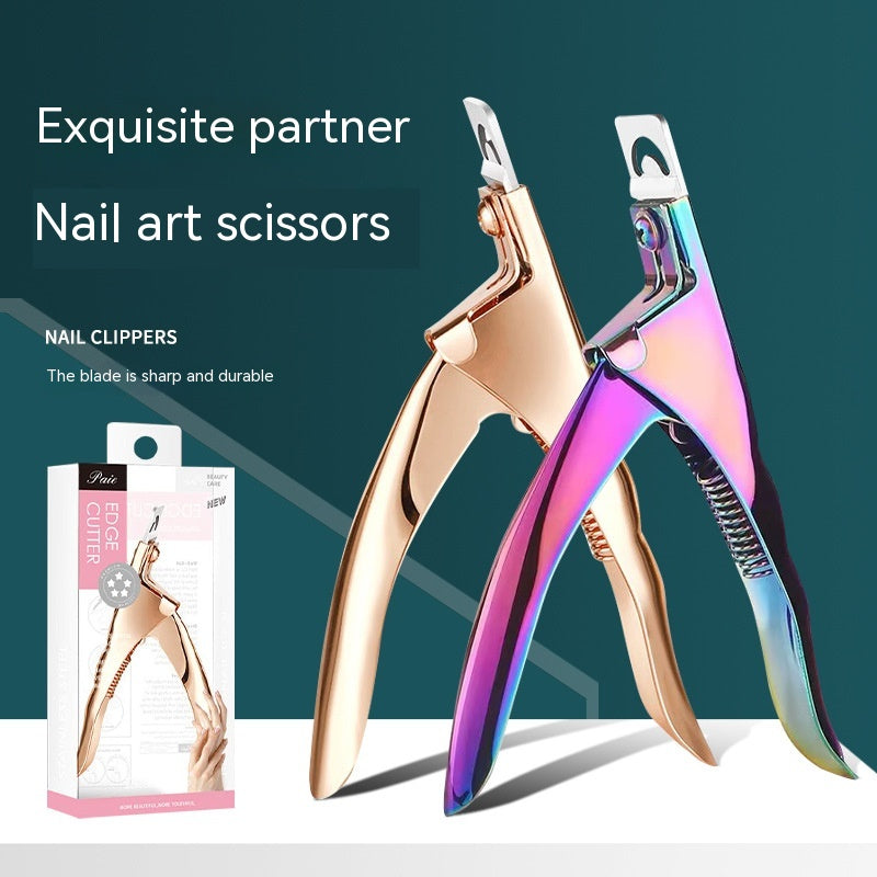 Edge Cutter Flat Mouth U-shaped Scissors Nail Tip Pliers Extension Nail Trimming Tool