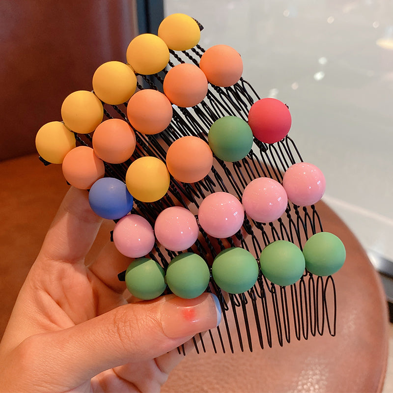Summer Women's Candy Color Round Bean Hair Comb Organizer
