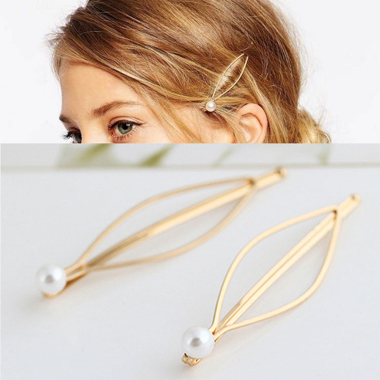 All-match pearl golden hairpin