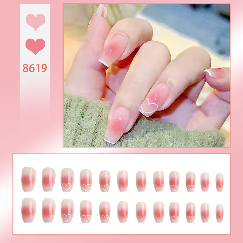 8619 Gradient Blush Nail Art Fingertip Love Wear Detachable
