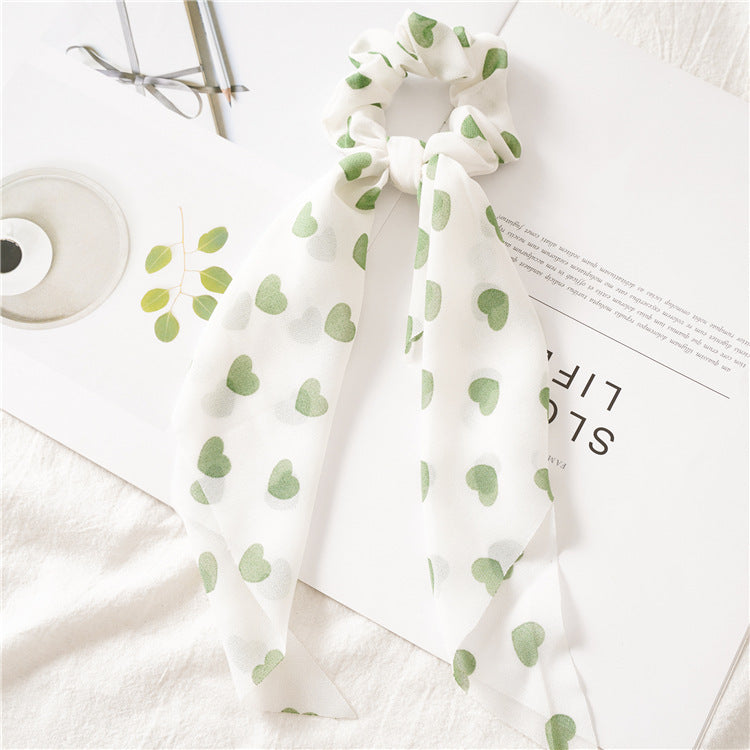 Peach Heart New Long Ribbon Hair Tie