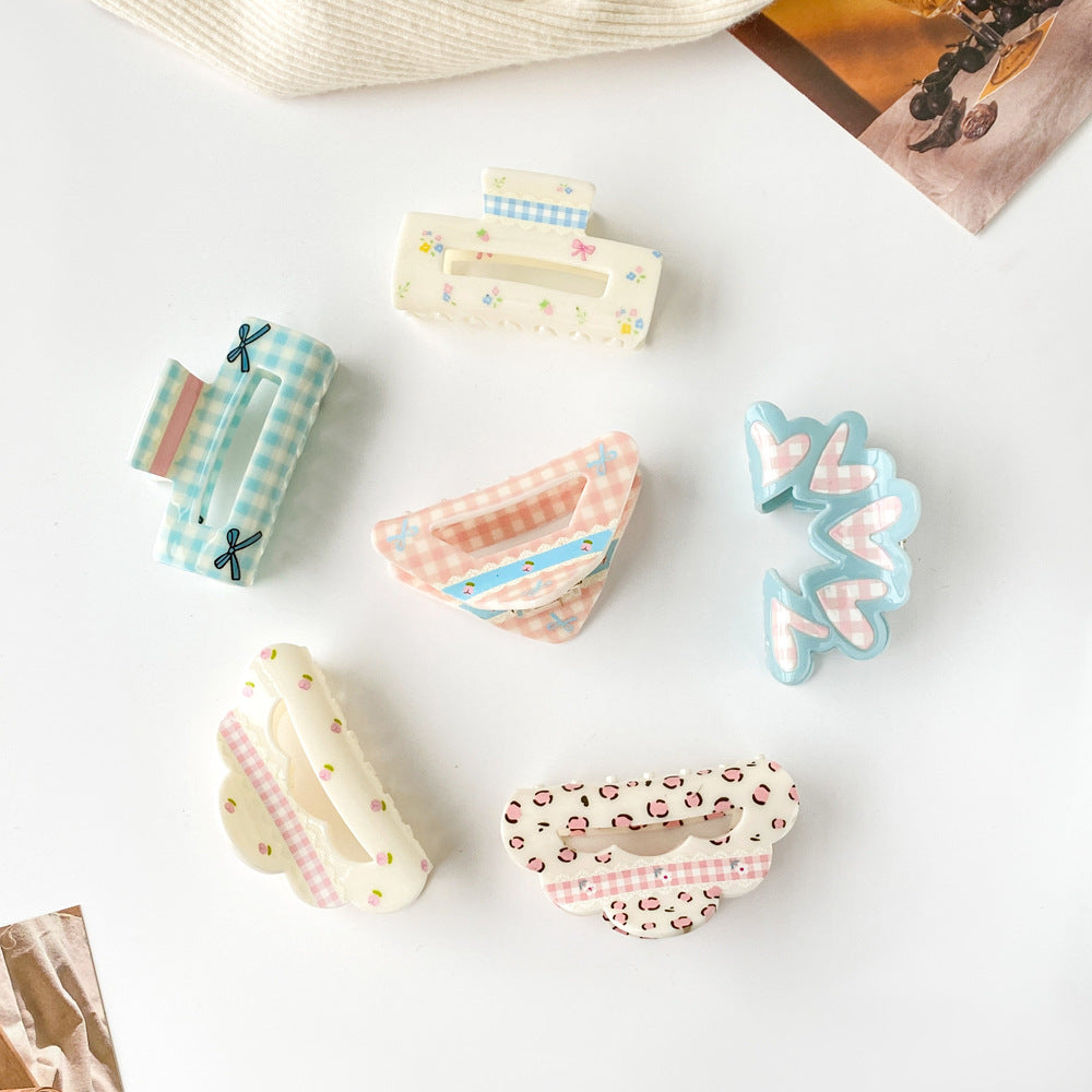 Hairpin Love Floral Plaid Bow Claw Clip