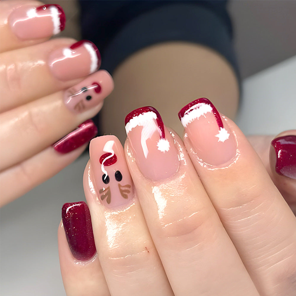 24 Pieces Christmas Elk Red Wear Nail Polish