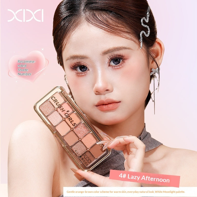 XIXI Mist Muse Twelve-Color Eyeshadow Palette Shimmer Sparkle Matte Highlight Contour Blush All-in-One Palette