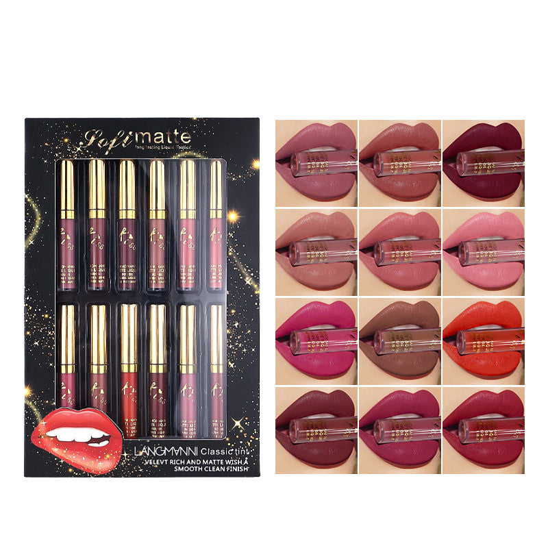 12 Color Matte Lip Gloss Set Matte Long Lasting