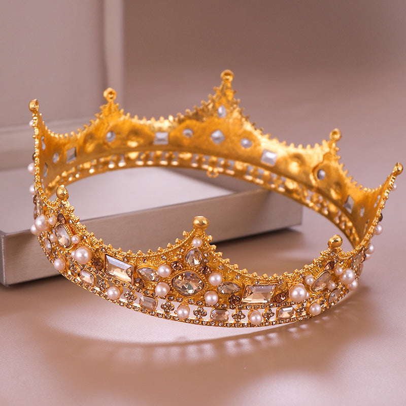 Women's Full Circle Rhinestone Pearl Crown Headband