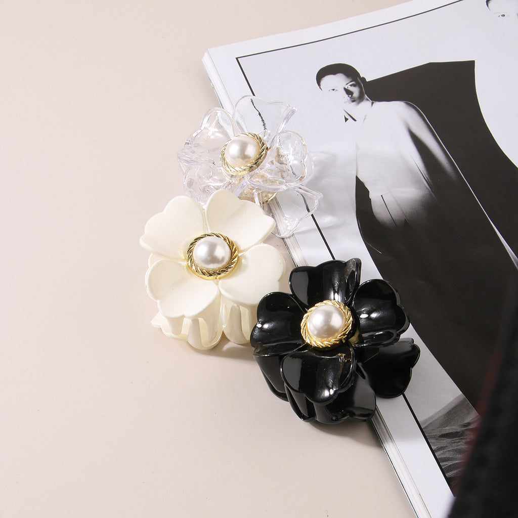 French Romantic Flower Clasp Pearl Hairpin Girl
