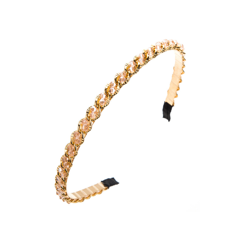 Retro Metal Korean Crystal Chain Winding Headband