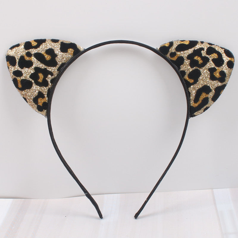 New Glitter Flocking Cat Ears Headband, Leopard Print Tiger Ears, Cute And Cute Headwear