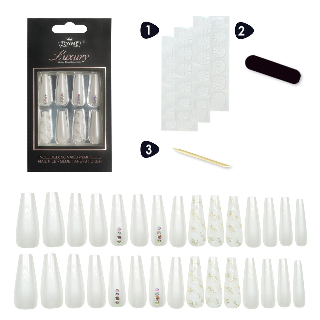 Joyme Finished Nail Beauty Long Ballet Nail Stickers 30 Pieces Delivery Tool For Free