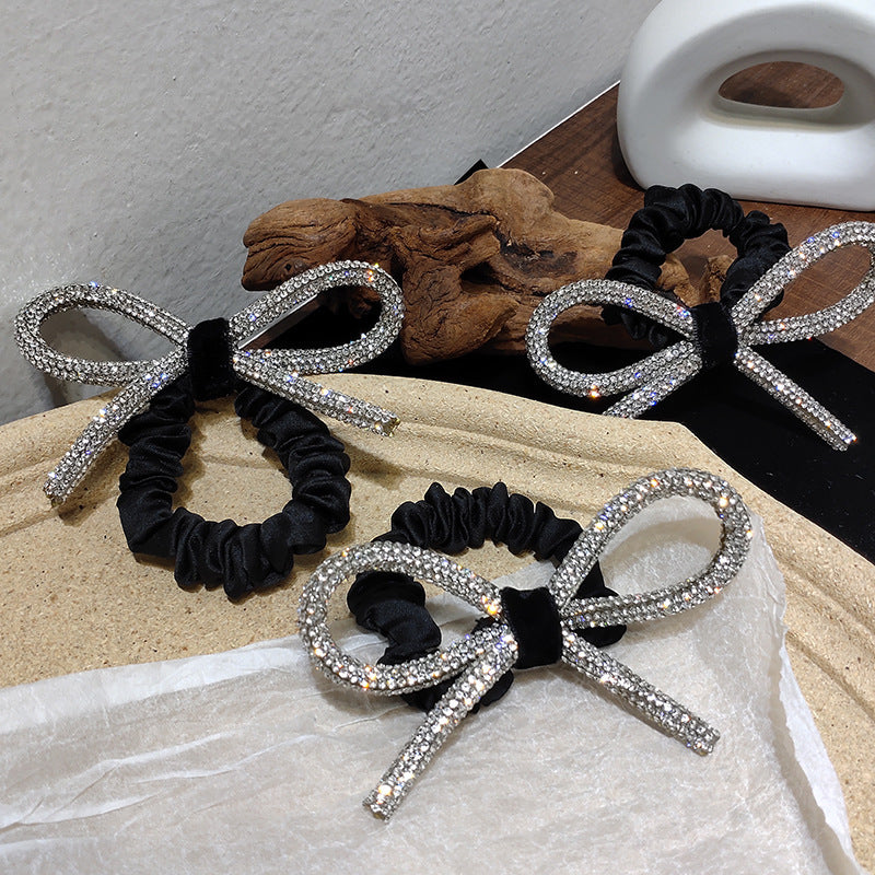 Shiny Diamond-studded Bow Hair Tie