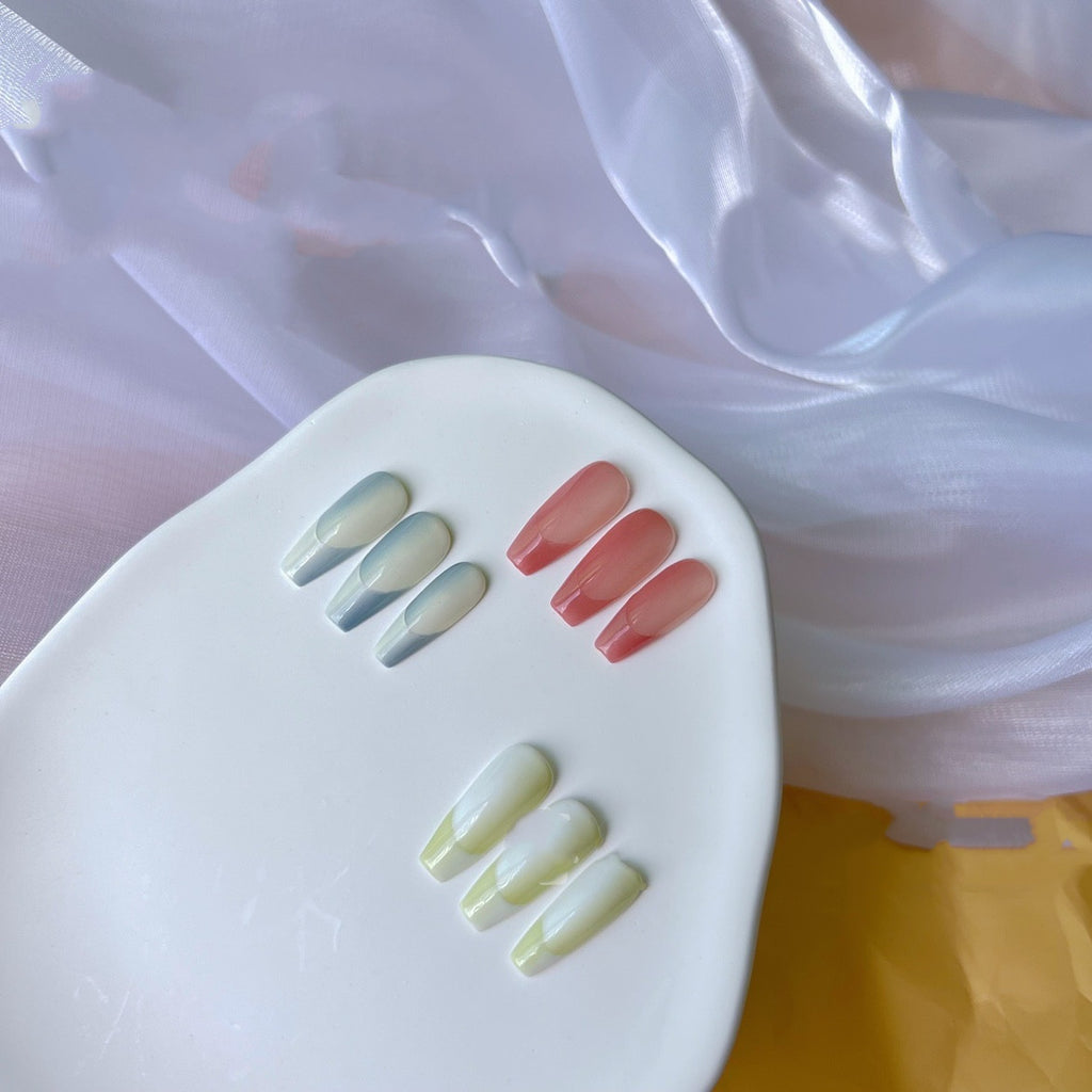 Two Tone Gradient French Wear Nail Art For Hot Girls Detachable