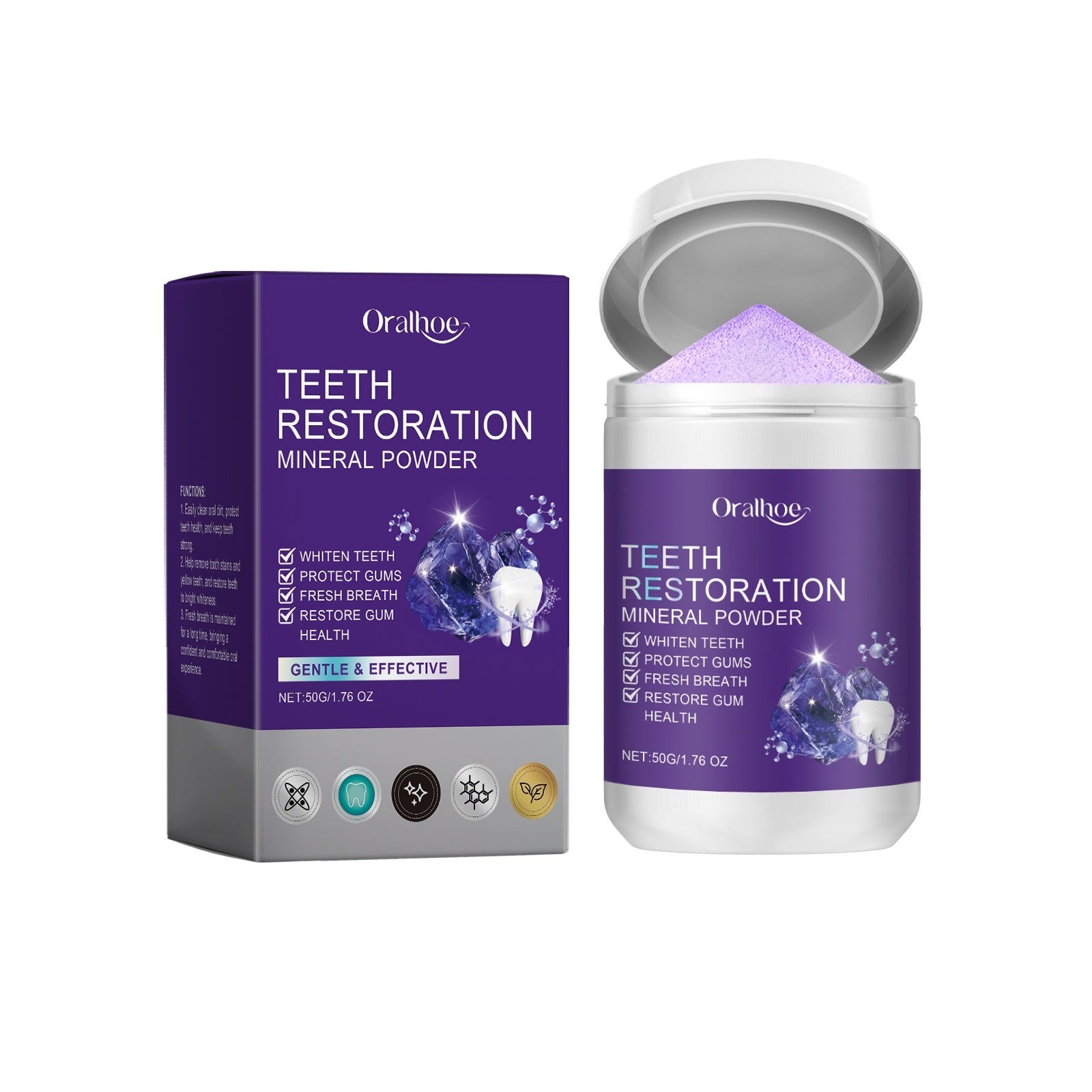 Purple Brightening Beauty Tooth Powder For Gentle Cleaning