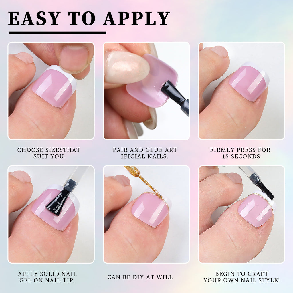 French Nail Finished Wear Nails Frosted Toe Nail Patch