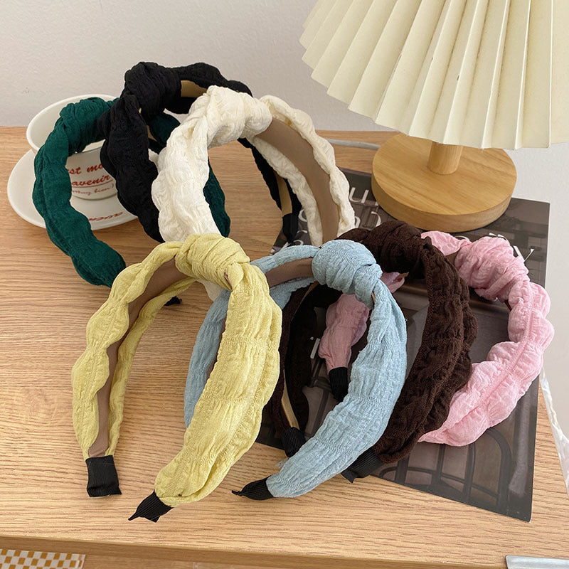 New Simple Pleated Knotted Face Wash Cute Headband