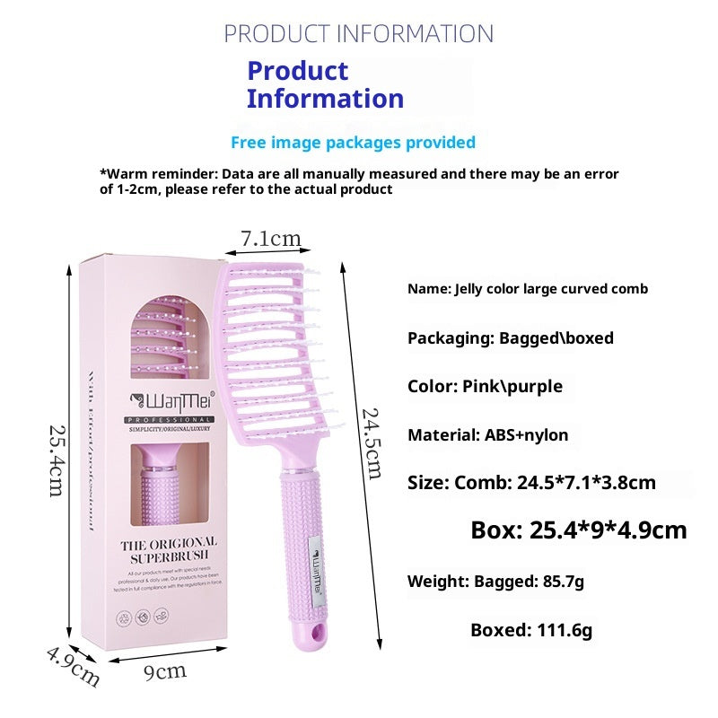 Jelly Color Large Hair Curling Comb Anti-hit
