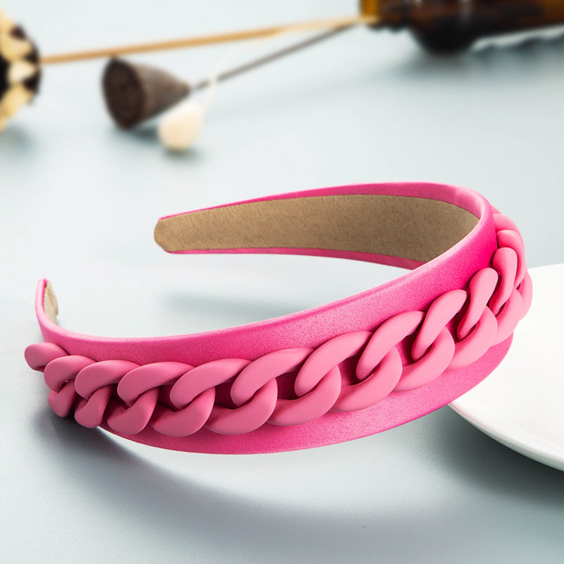 Ladies Wide Brim Colorful Chain Macaron Headband