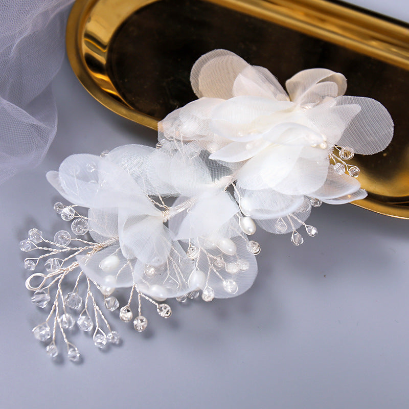 Bridal Handmade Crystal Flowers Headdress