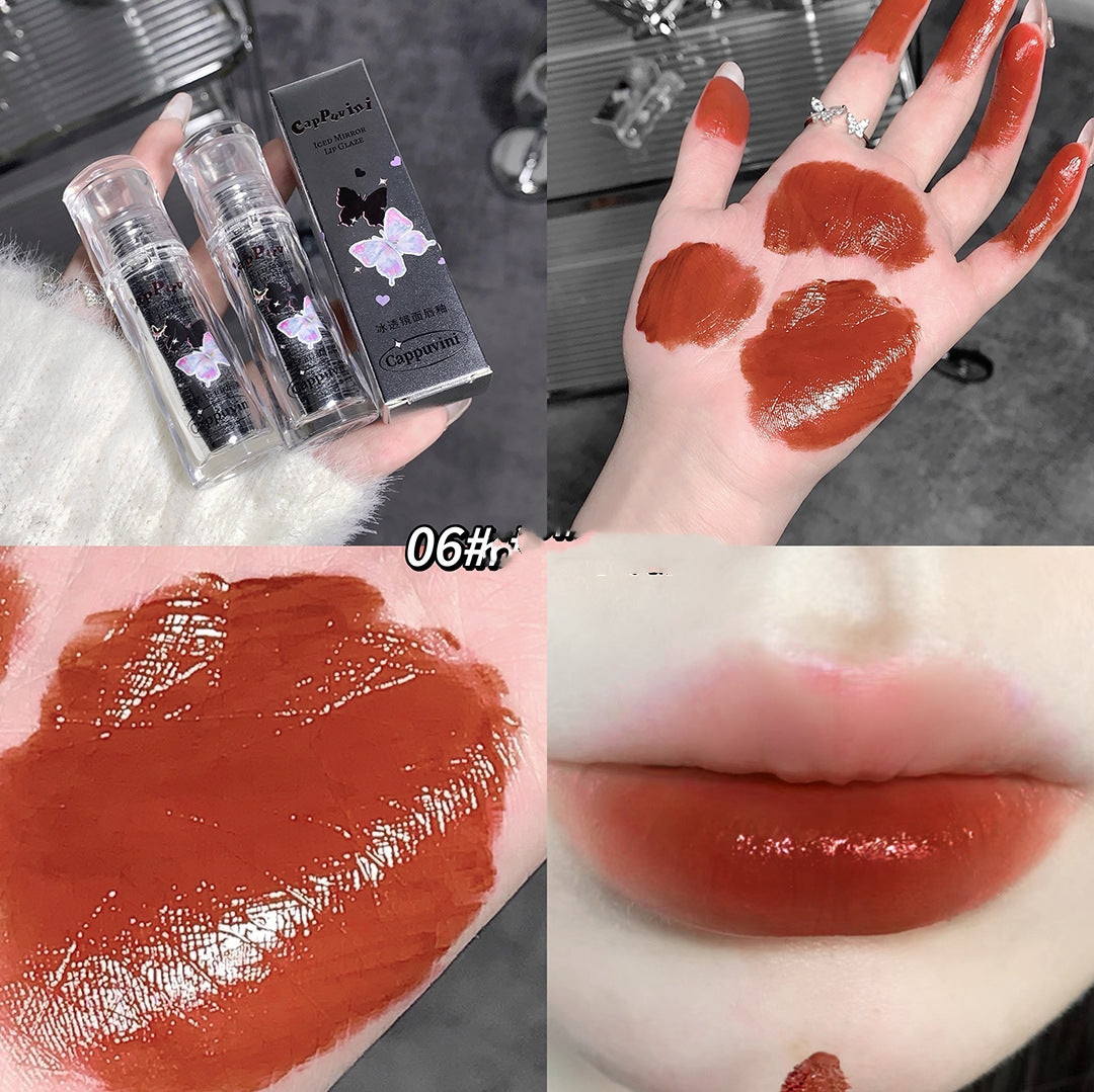 Cappuvini Three Per Package Suit Butterfly Cute Mirror Water Light Lip Lacquer Show