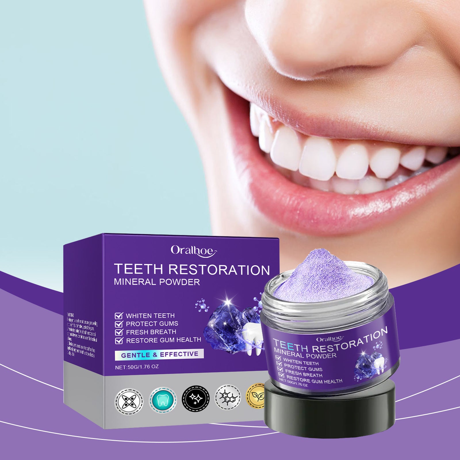 Purple Beauty Toothpowder Mild Cleaning Protection