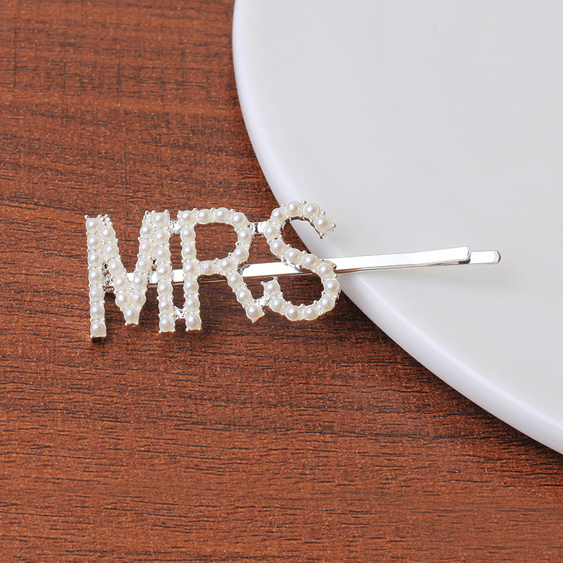 Letter Side Clip Bangs Rhinestone