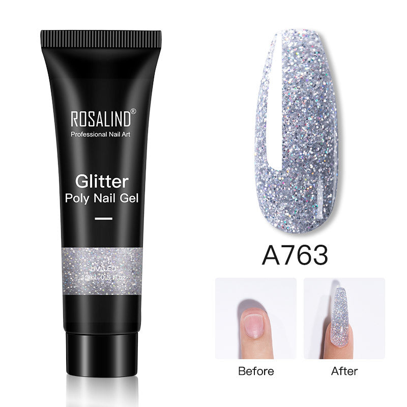 Rosalind Glitter Poly Nail Gel Extension 15ml Gel Polish All For Manicure Poly Builder Gel Semi Permanent Soak Off Nail Art