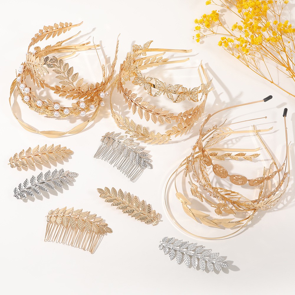 Metal Leaves Headband Bride Hair Clip Headdress