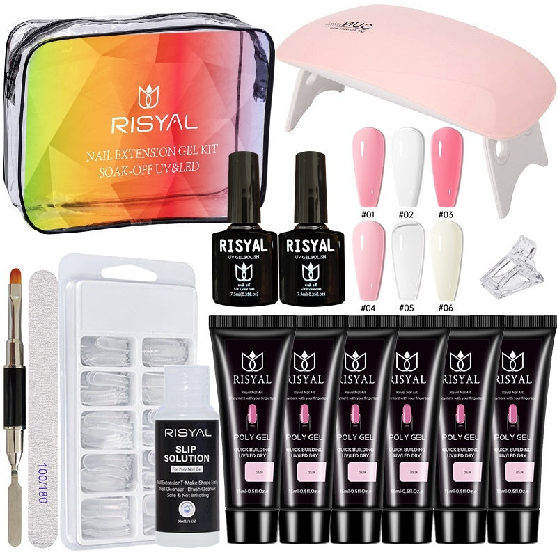 Risyal UV Polish Full Set Of Crystal Extended Glue Paper-free
