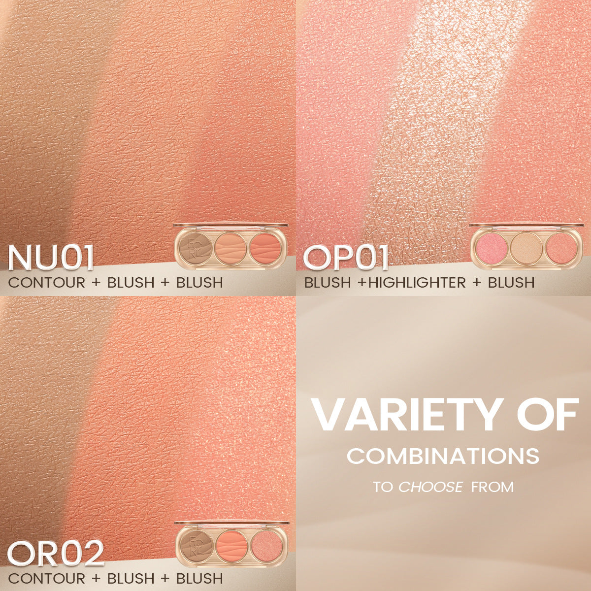 Pro-SCLPT Women's Universal Highlight Repair Blush Trio Blusher