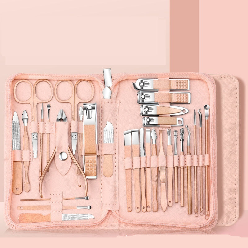 Full Set Of Nail Clippers Suit 30-piece Stainless Steel Nail Scissors Nail Clippers Cuticle Nipper Fingernail Maintenance Kit Suit