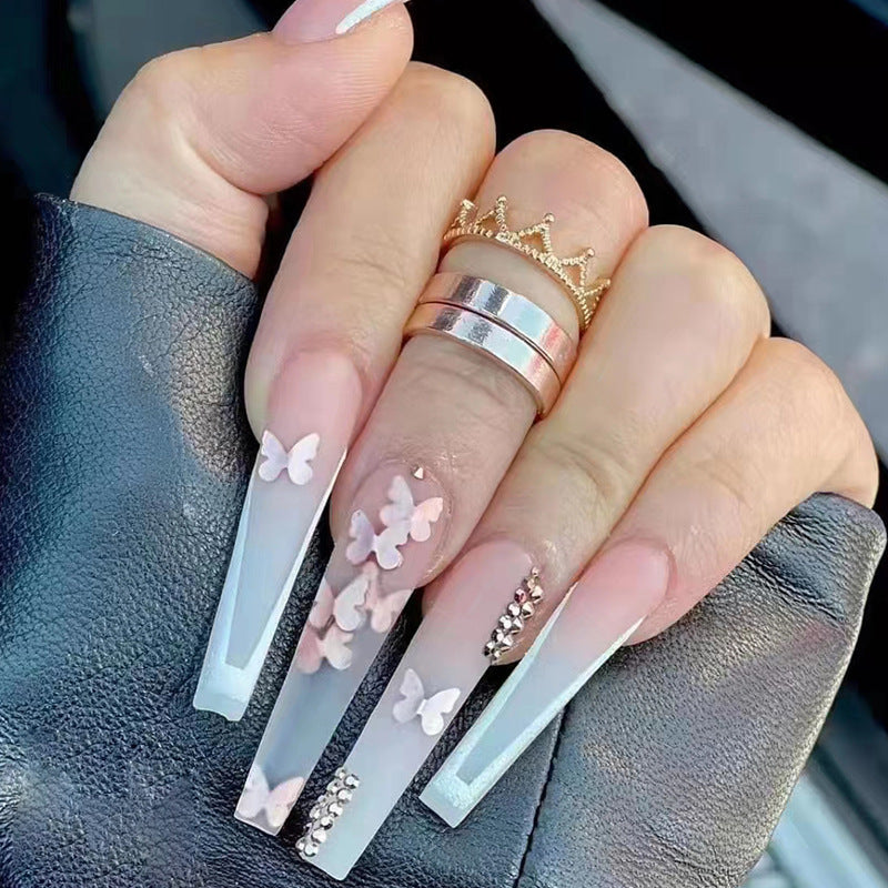 Long Butterfly Diamond Ballet Trapezoid Nail Patch